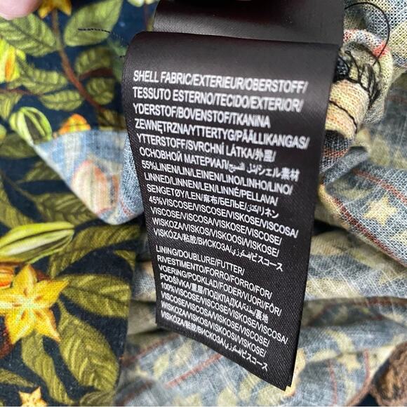 Farm Rio Star Fruit Linen Blend Yellow Black Mini Dress size XS - Picture 9 of 11